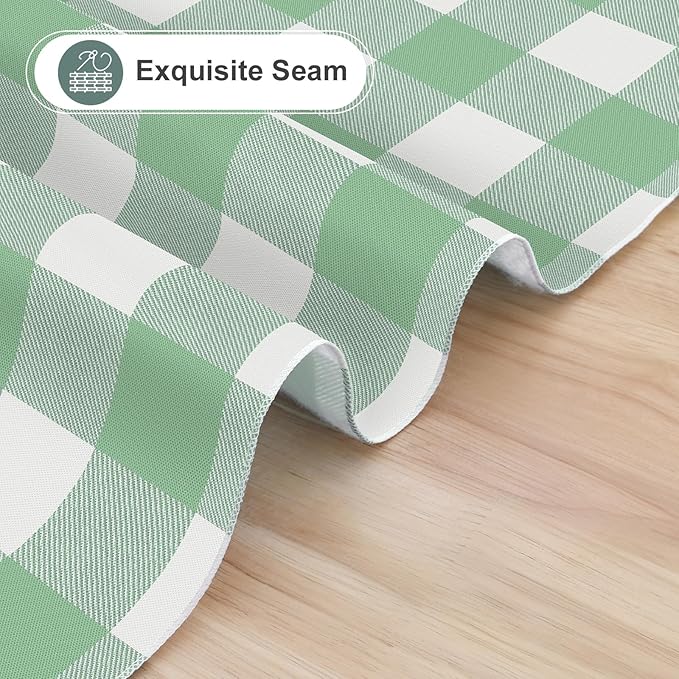 misaya Square Waterproof Vinyl Table Cloth, Buffalo Flannel Backed Tablecloth, Wipeable Plastic Table Cover for Dinner, Kitchen, Outdoor (54" x 54", Sage Green and White)