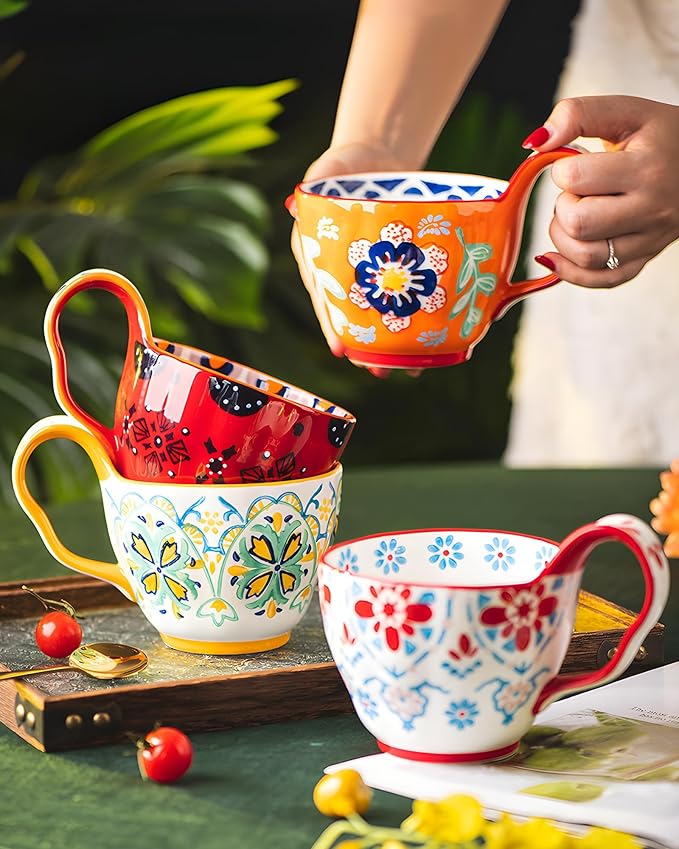 20oz Soup Bowls with Handles, Microwave Safe Large Ceramic Soup Bowl for Chili, Stew, Ice Cream, Berries & Fruits, Gift-Ready for Women, Christmas, Hostess Gifts & Fall Decor