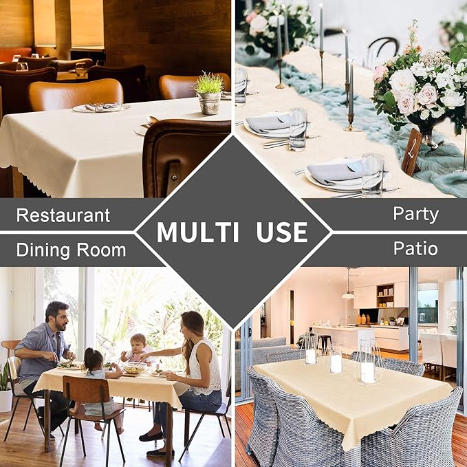 Smiry Round Table Cloth, Waterproof Heavy Duty Vinyl Tablecloths, Wipeable Washable Table Cover for Kitchen and Dining Room (Brown, 60" Round)