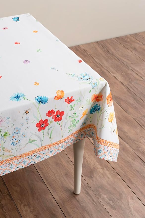 Maison d' Hermine Table Cloth Square Table 100% Cotton 54 x 54 Inches Tablecloth Reusable Decorative for Dining Room Farmhouse Home Valentines Day Decorations Spring Summer - Summer Whisper