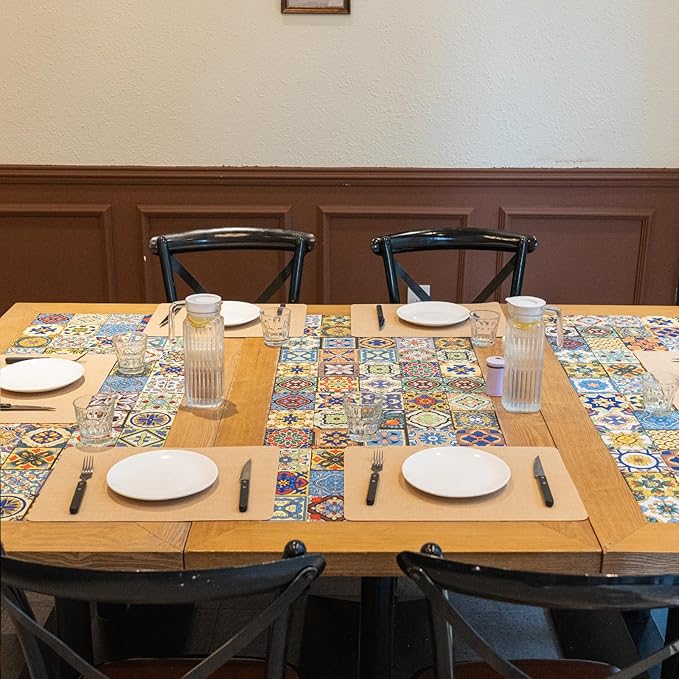 Heat Resistant Placemats Set of 6, 17x12in Waterproof Wipeable Faux Leather Non Slip Table Mats, Easy to Clean, Stain Resistant, for Kitchen Dining Room-– Warm Tan