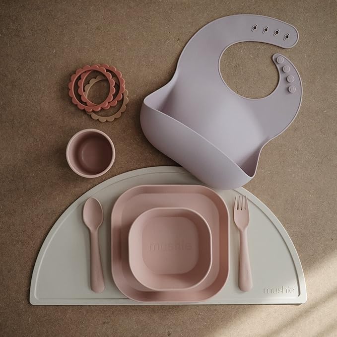 mushie Flatware Fork and Spoon Set For Kids | Made in Denmark (Blush)