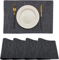 Rilassato Textile Placemats, Set of 4 Heat-Resistant Placemats for Kitchen Table, Washable Durable Linen Table Mats Woven Placemats (4, Charcoal Grey)