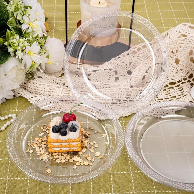 WELLIFE Clear Party Plates 9 Inch -150 Count for Party, Disposable Plastic Dinner Plates for Birthday Wedding Engagement Easter