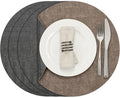 Myir JUN Round Placemats, Dual Sided Faux Leather Place Mats Set of 4 Indoor/Outdoor Non-Slip Washable Table Mats (Gray Brown, Set of 4)