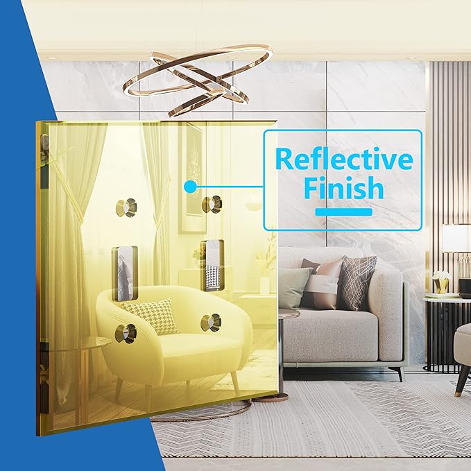 LIDER Reflective Acrylic Toggle Switch Wall Plate, Mirrored Double Light Switch Cover, Plexiglass Cover Plate, Acrylic Glass, Oversized 2-Gang 5.25" x 5.25", LWP-12O-AGD5P, Gold, 5 Pack