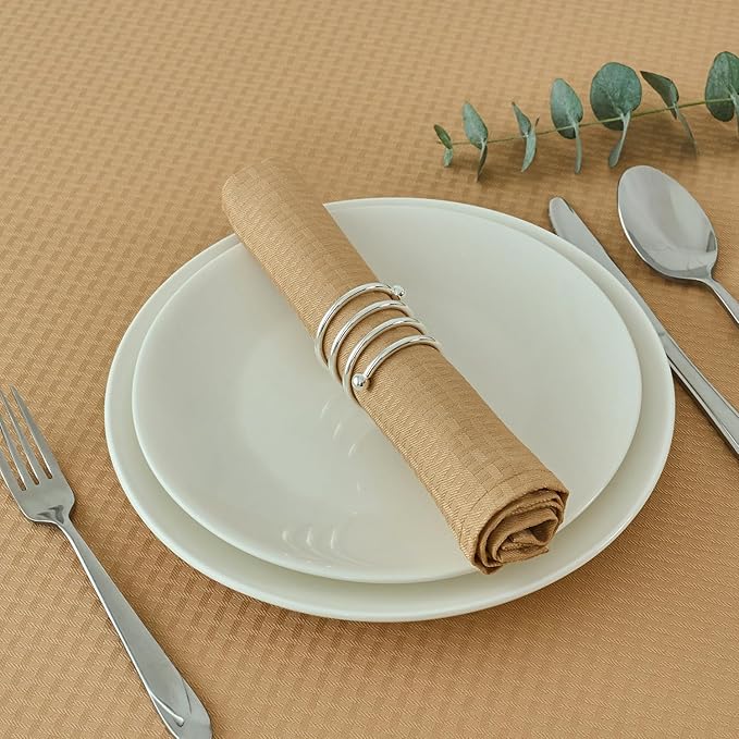 maxmill Cloth Napkins 20 x 20 Inch Weaved Texture Pattern Soft Comfortable and Luxury Serviette for Restaurant Family Dinners Weddings Parties and Banquets Set of 4 Pieces, Beige
