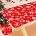 Smiry Plastic Christmas Tablecloth, Snowflake Waterproof Elastic Fitted Table Covers, Wipeable Flannel Backed Vinyl Tablecloths for Christmas Dinner, and New Year Celebration (Red, 30x48 Inches)
