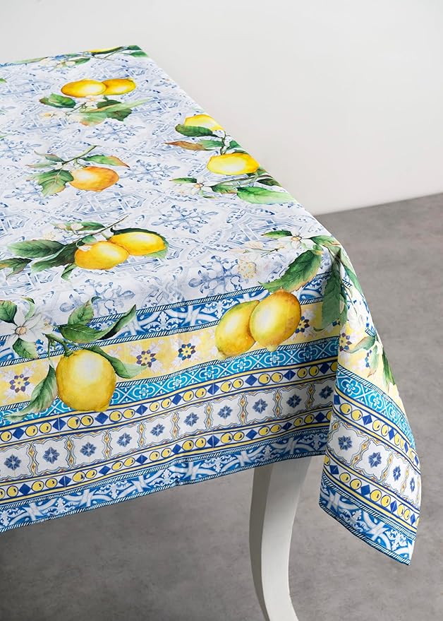 Maison d' Hermine Table Cloth Rectangle Table 100% Cotton 54 x 72 Inches Tablecloth Reusable Decorative for Dining Room Farmhouse Home Valentines Day Decorations Spring Summer - Citrus