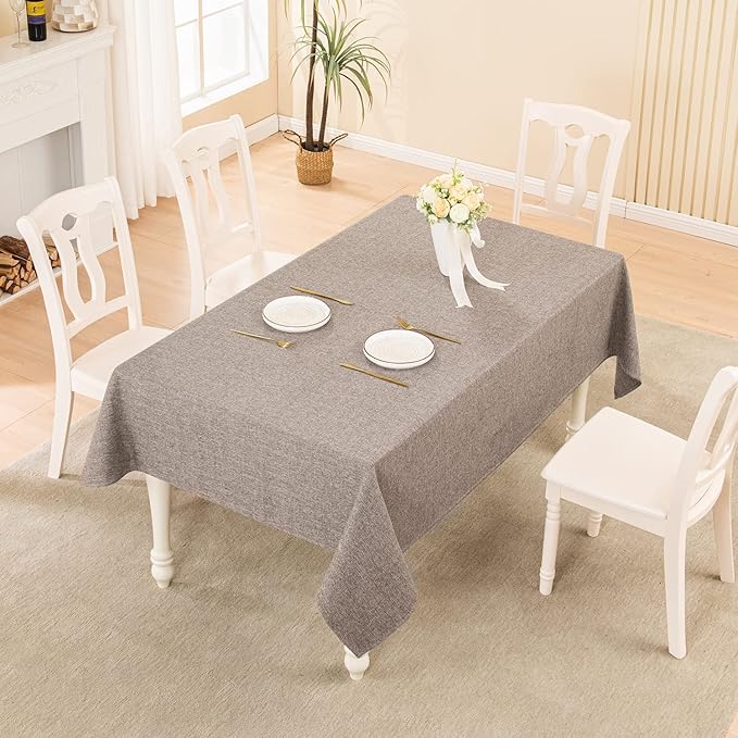 BALCONY & FALCON Square Tablecloth - Small Waterproof Table Cloth, Wrinkle Resistant Table Cover Linen Fabric Tablecloths for Dining Kitchen Wedding and Outdoor Decoration (Taupe Gray, 47"x47")