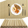 Patelai 12 Set Bamboo Placemats 15.8 x 12 Inch Sushi Rolling Mat Japanese Style Wicker Placemats Washable Heat Resistant Table Mats for Dinner Kitchen Wedding Party (Natural)