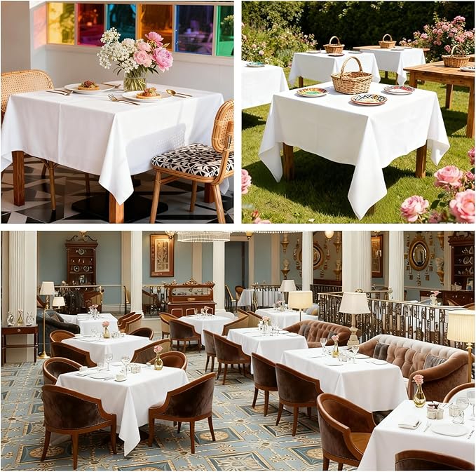 8 Pack White Square Tablecloth 54x54 Washable Polyester Table Cloth for Square or Round Tables, Wrinkle Resistant Fabric Decorative Covers for Dining Party Banquet Buffet and Wedding
