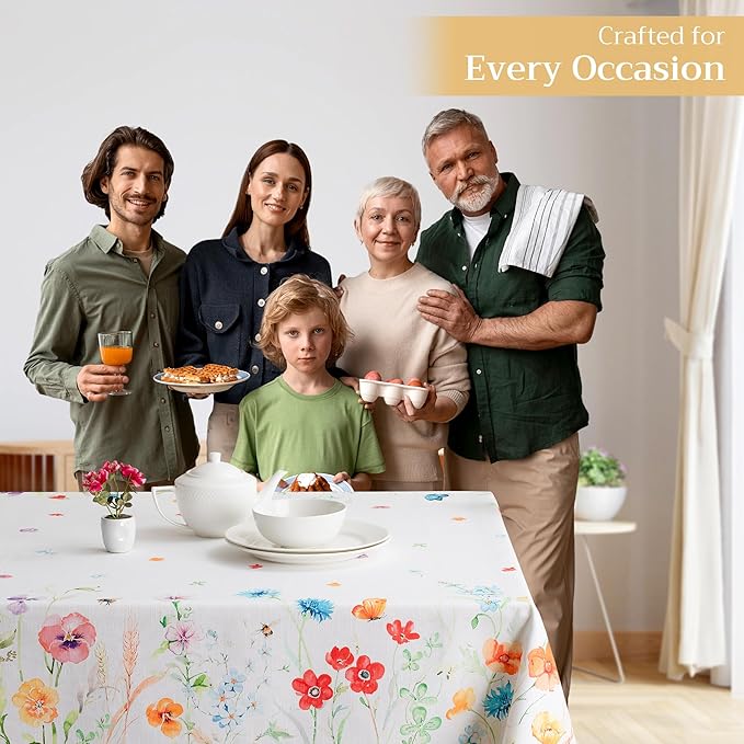 Maison d' Hermine Table Cloth Rectangle Table 100% Cotton 60 x 120 Inches Tablecloth Reusable Decorative for Dining Room Farmhouse Home Valentines Day Decorations Spring Summer - Summer Whisper