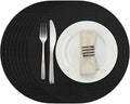 Myir JUN Round Placemats Dual Sided, Faux Leather Place Mats Set of 4 Indoor Placemats for Dining Table Outdoor Placemats Non-Slip Washable Table Mats (Set of 8, Black)