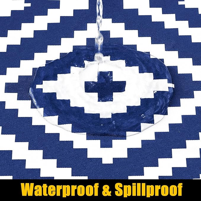 Smiry Rectangle Table Cloth Cover, Waterproof Elastic Fitted Picnic Tablecloth for 5 Foot Tables, Wipeable Flannel Backed Vinyl Tablecloths for Camping, Dining, Outdoor (Navy, 30" x 60")
