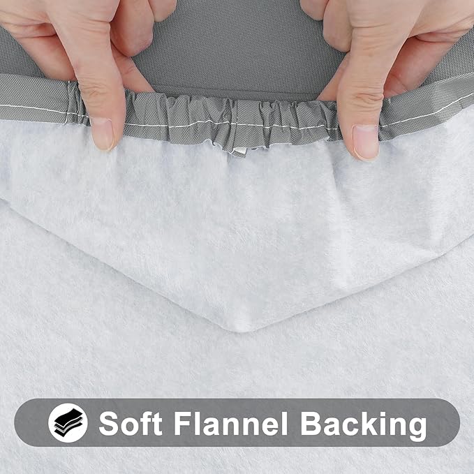Smiry Rectangle Tablecloth, Elastic Fitted Flannel Backed Vinyl Tablecloths for 4ft Folding Tables, Waterproof Wipeable Table Covers for Indoor, Outdoor, Picnic and Camping (Gery, 24"x48")
