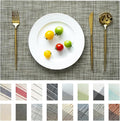 Placemats Set of 12 Vinyl/Plastic Woven Place Mats for Kitchen Table Indoor/Outdoor Washable Placemat Wipeable Dining Table Mats (Brown,12)