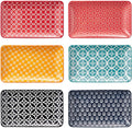 DOWAN 8" Ceramic Salad Plates Set of 6, Colorful Design for Salads, Appetizers & Desserts, Dishwasher, Microwave & Oven Safe – Ideal for Parties and Perfect for Wedding & Mother’s Day Gifts