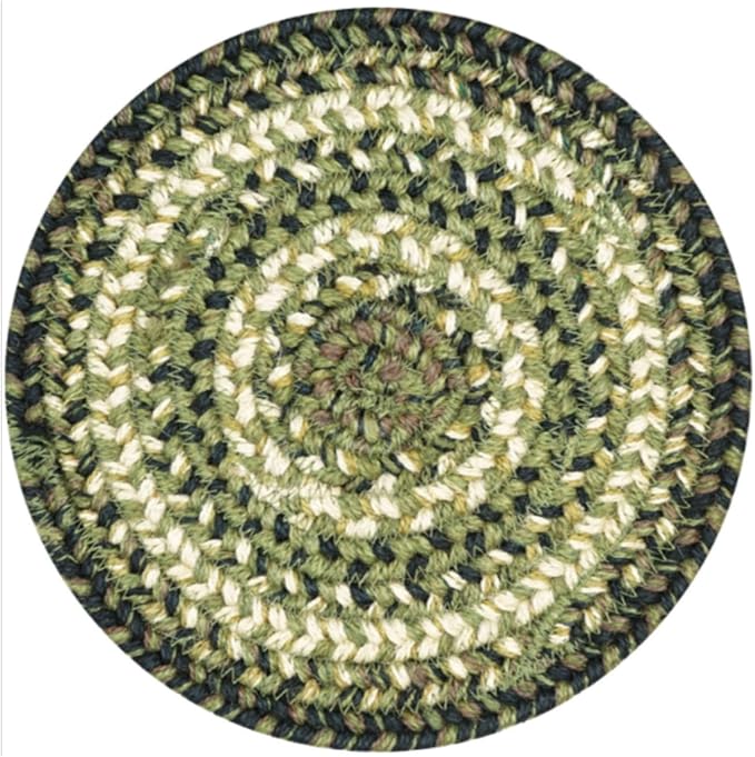 Homespice Pinecone Jute Braided Kitchen Trivets for Hot Dishes, Warm Country Rustic Decor, Set of 6, Green 8" Round Heat Resistant Mat - Rich Colors, Easy to Clean, Durable and Protects Furniture