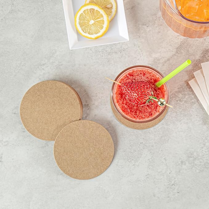 Restaurantware Paper Coasters 100 Pack of 3.5 Inch Disposable Beverage Coasters Absorbent for Hot and Cold Drinks Kraft Coffee Cup Essentials for Table Decor, Kitchen, Home Patio or Living Room