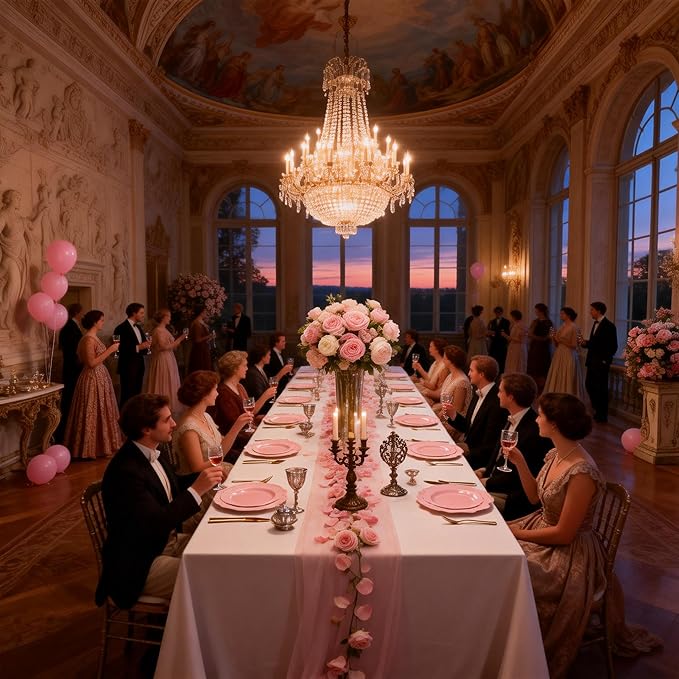 COLOSUS 60pcs Pink Plastic Party Dinner Plates - 9.5 Inch- Heavy Duty Disposable Plastic Dinner Plates for Party Wedding and Everyday Use,Valentine's Day