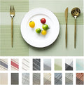 Placemats Set of 8 Vinyl/Plastic Woven Place Mats for Kitchen Table Indoor/Outdoor Washable Placemat Wipeable Dining Table Mats (Green Cube,8)