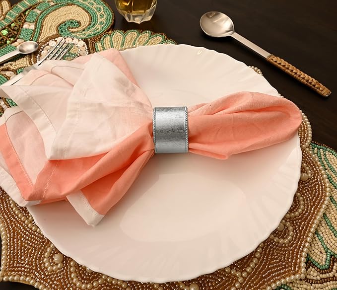 ALPHA Living HOME Silver Napkin Rings Set of 12 Premium, 100% Metal Rust-Resistant Décor - Handcrafted French-Style Metal Holders 2" for Thanksgiving, Christmas, Parties & Everyday Dining