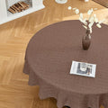 BALCONY & FALCON Round Tablecloth Washable Wrinkle Resistant and Water Proof Table Cloth Decorative Linen Fabric Tablecloths for Dining Party Kitchen Wedding and Outdoor Use(Brown, 70" Round)