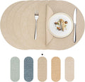 Round Wipeable Placemats Set of 2 – Faux Leather Round Table Mats, Waterproof & Washable Vinyl Placemats, Circle Design for Dining Table Decor– Taupe