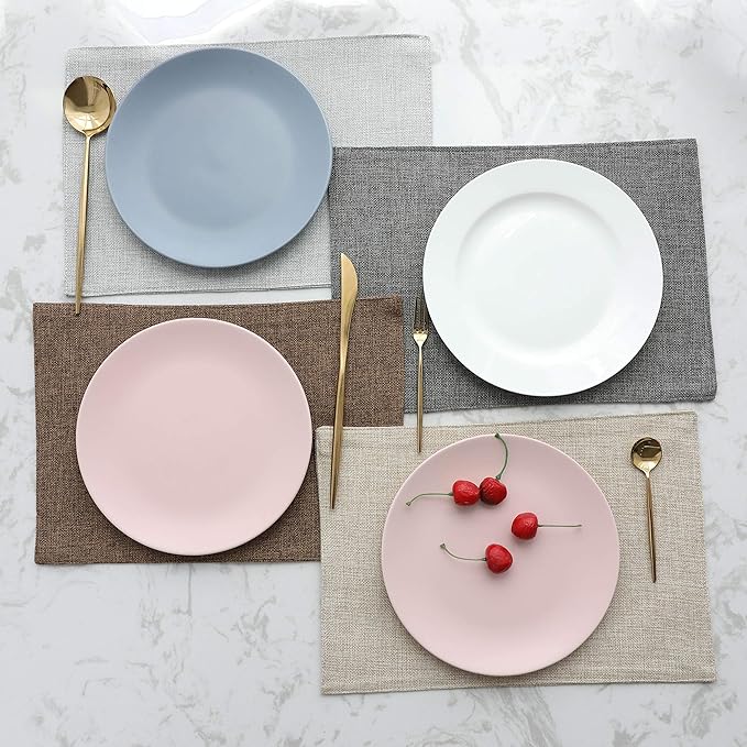 Home Brilliant Set of 6 Placemats Heat Resistant Dining Table Cloth Place Mats Kitchen Table Mats, Brown