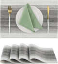 Leetaltree Black with White Woven Placemats Set of 4 - Heat Resistant Non-Slip Place mats for Dining Table, Washable Durable PVC Vinyl Woven Table Mats(Black with White, 4)