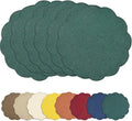 AHHFSMEI Round Faux Linen Placemats Set of 6 Waterproof Table Mats Heat Resistant Non-Slip and Stain Proof for Kitchen Dining Elegant Decor (Forest Green,6)