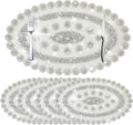 Sparkling Silver Diamond Placemats Bling Oval Place Mat Heat Elegant Table Decor for Weddings, Holidays, and Special Events (15x9 Inch)-4 PCS