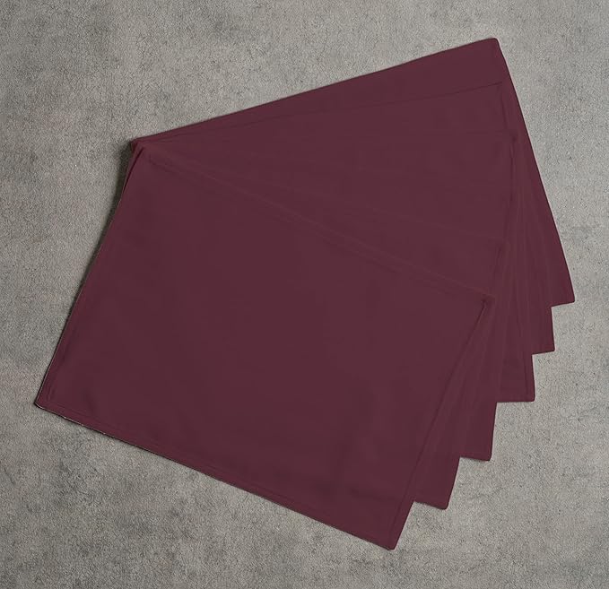 Calicot Placemats Set of 6 100% Cotton Washable Cloth Place Mats, Reusable Table Mats for Spring/Summer & Thanksgiving Christmas Decorations Kitchen Dining Party Wedding (Rouge Brown, 13" x 19")