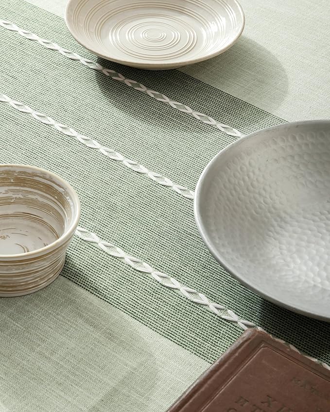 ZeeMart Contrast Linen Table Cloth Square Table Cloths 52x52 Inch Green, Farmhouse Style Heavy Weight Sage Green Tablecloth, Water Resistant Burlap Tablecloths ﻿