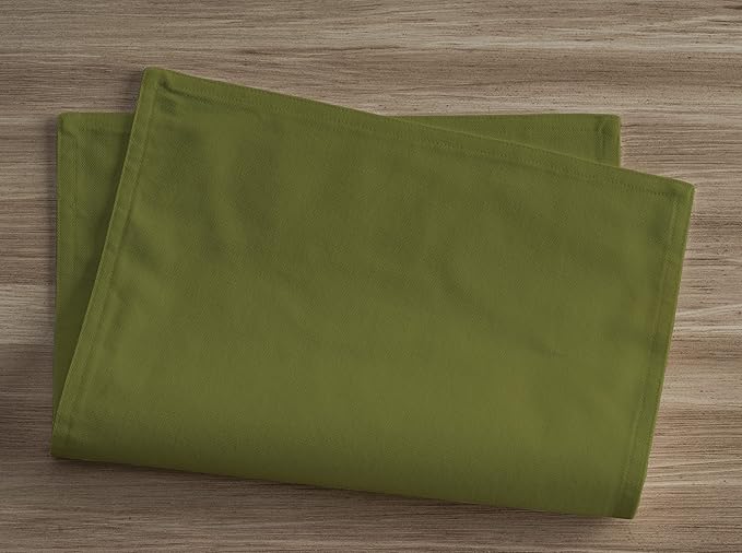 Calicot Placemats Set of 6 100% Cotton Washable Cloth Place Mats, Reusable Table Mats for Spring/Summer & Thanksgiving Christmas Decorations Kitchen Dining Party Wedding (Sap Green, 13" x 19")