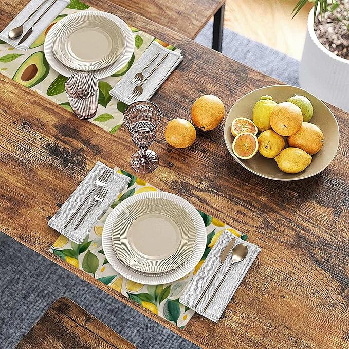 Tropical Fruit 12x18 Inch Placemats Set of 6 - Waterproof, Non-Slip & Washable Boho Colorful Table Mats for Kitchen & Dining Table Placemats
