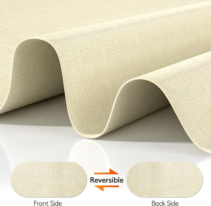 DOLOPL Large Placemats Set of 6, Oval Reversible Wipeable & Non-Slip Place Mats, Modern Faux Leather Table Mats for Kitchen, Neutral Tablemats for Dining Table Decor, Wedding, Party(Beige)