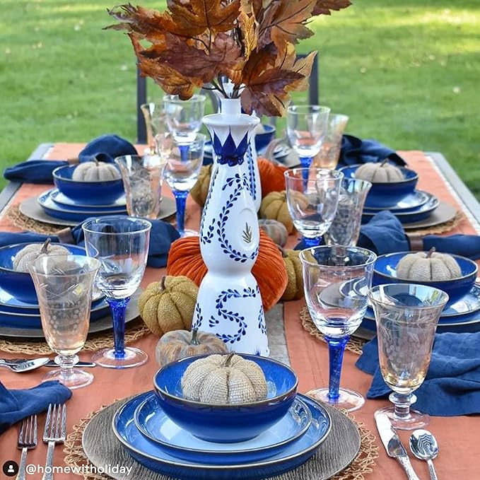 Denby - Blue Haze Coupe Dinner Plates Set of 6 - Dishwasher Microwave Oven Safe - Scratch Chip Resistant - Large Ceramic Stoneware Dinnerware Plates Set