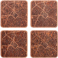 Charlotte, NC Map Coaster by O3 Design Studio, Set Of 4, Sapele Wooden Coaster With City Map, Handmade