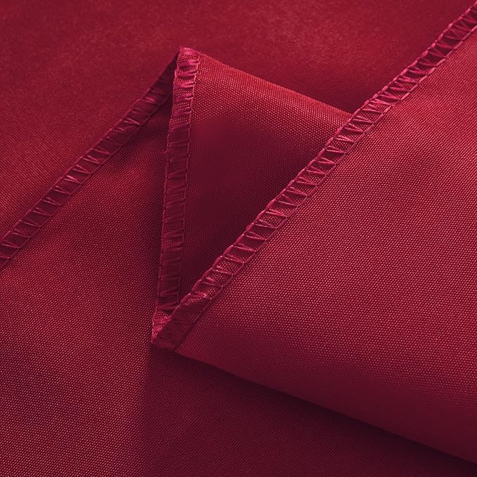6-Pack Round 108-inch Burgundy Table Cloths, Solid Stain and Wrinkle Resistant Circular Tablecloth, Premium Plain Weave Polyester Fabric Table Linen Covers for Hotel, Banquet