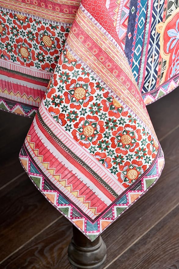 Maison d' Hermine Table Cloth Rectangle Table 100% Cotton 70 x 120 Inches Fall Tablecloth Reusable Everyday Use for Thanksgiving Christmas Decorations Dining Farmhouse Party (Ispahan)