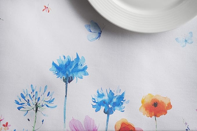 Maison d' Hermine Table Cloth Rectangle Table 100% Cotton 60 x 90 Inches Tablecloth Reusable Decorative for Dining Room Farmhouse Home Valentines Day Decorations Spring Summer - Flower in The Field