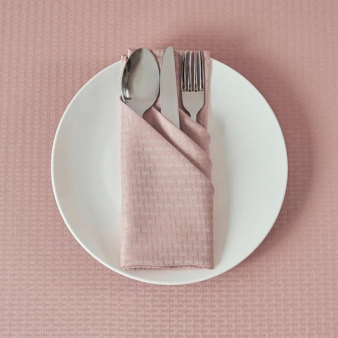 maxmill Cloth Napkins Weaved Texture Pattern Soft Comfortable and Luxury Serviette for Restaurant Family Dinners Weddings Parties and Banquets Set of 4 Pieces, 20 x 20 Inch Pale Blush