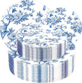 EI 60pcs Blue Plastic Plates Disposable Heavy Duty,Blue and White Floral Disposable Plates,10.25" Dinner & 7.5" Dessert Plate,Natural Fresh and Elegant Decorations for Birthdays/Tea Party/Wedding