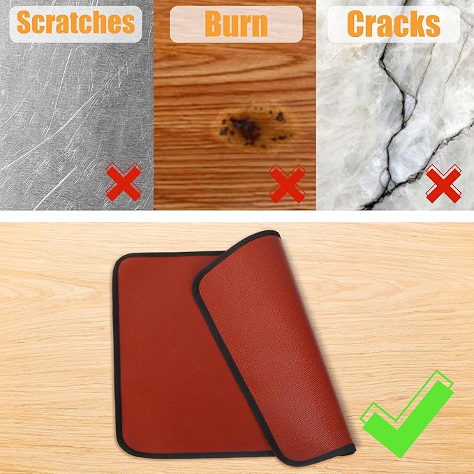25x19.5in Heat Resistant Grill Mats for Outdoor Grill to Protect Your Prep Table and Outdoor Grill Table - Fire Proof & Water Proof & Oil Proof BBQ Mat - Red (1mm)