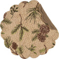 C&F Home Woodland Retreat Pinecone & Pine Needles 100% Cotton Round Scalloped 17" Single Placemat All Seasons Fall Autumn Harvest Summer Lodge Log Cabin Reversible Machine Washable Kitchen Dining