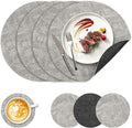 13" Round Placemats Set of 4, NCUE Dual-Sided Faux Leather Heat Resistant Table Mats, Waterproof Oilproof Washable Protective Table Placemats with Coaster, Wipeable Vinyl for Indoor & Outdoor Use