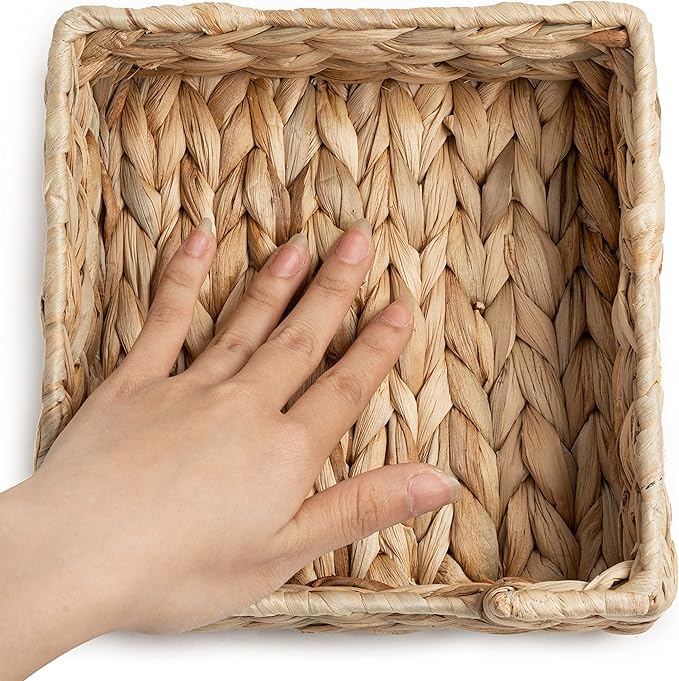 CLAYNIX Rattan Napkin Holders for Table, Napkins Holder For Paper Napkins, Kitchen Luncheon Paper on Boho Dining Countertop - Square