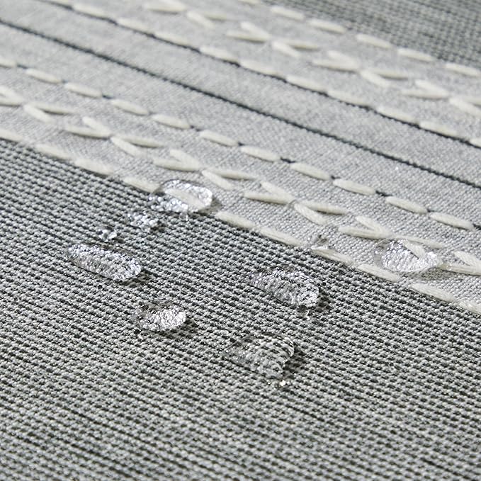 ZeeMart Contrast Linen Table Cloth Square Table Cloths 60x60 Inch Mid-Stripe Grey, Farmhouse Style Heavy Weight Grey Tablecloth, Water Resistant Burlap Tablecloths